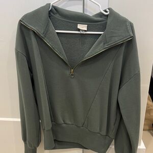 a new day Olive Green Half-Zip Pullover Sweatshirt